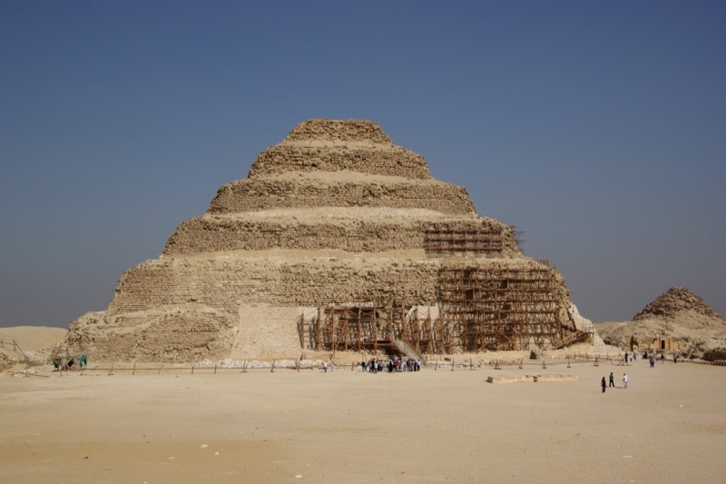 Saqqara step pyramid and desert plateau